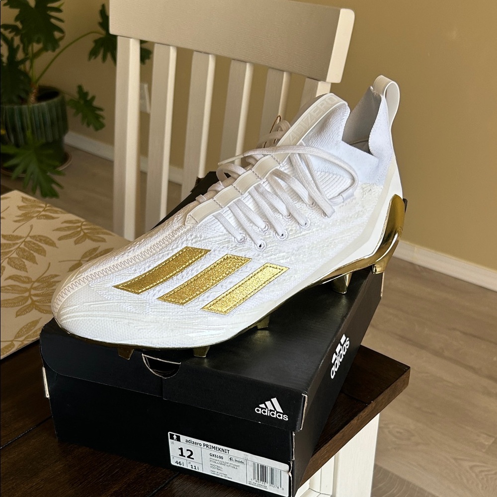 adidas White and Gold Athletic Shoes